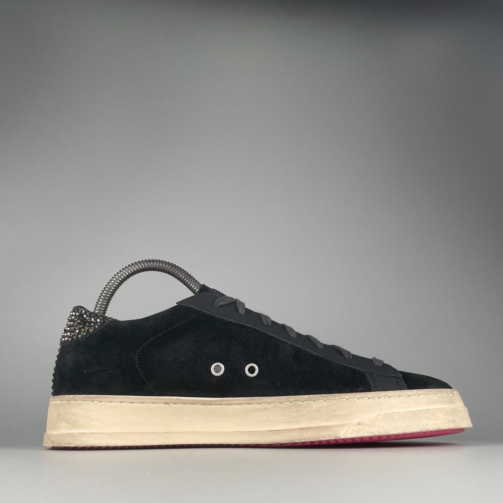P448 Women's EU 40 US 9-10 Black Suede Sneakers Lace Up Casual Skate Shoes EUC - Picture 5 of 9